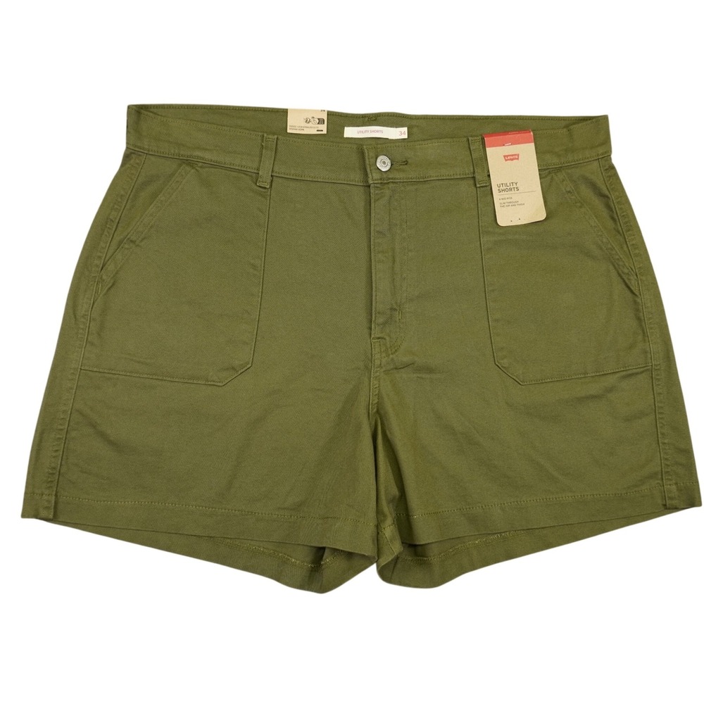 NEW Levi's Utility Shorts Women's 34 Green Mid Rise Slim Hip Thigh 4" Inseam